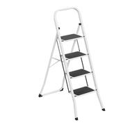 JOIEYOU Escabeau pliant 4 marches en métal avec poignée, pédale antidérapante Escabeau pliant Escalier de ménage pouvant supporter jusqu'à 150KG Pliable Aide à la montée Marchepied pour entrepôt Jardi