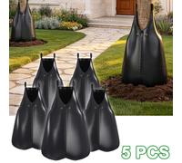 JOIEYOU Sac d'arrosage pour arbres 75 L, PVC, résistant aux UV, arrosage goutte à goutte automatique, pour arbres et arbustes, jardin et aménagement paysager, lot de 5, noir