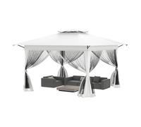 JOIEYOU Tente pliante 3x3 m, tente pop-up avec toit de 4x4 m, tente de jardin pliable avec moustiquaire, imperméable et dotée de parois latérales, blanche