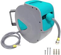 JOIEYOU Tuyau d'air comprimé 20m Enrouleur automatique Enrouleur de tuyau raccord 1/4" Enrouleur automatique d'air comprimé avec raccord rapide et bille de blocage, gris