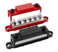 Joinfworld Bloc de distribution d'alimentation 400 A 12 V - 6 goujons terminaux de 5/16" (M8) - 12 V - Barre de bus marine positive et négative pour système solaire de bateau automobile