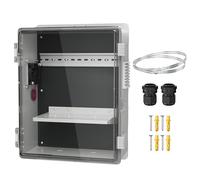 Joinfworld Boîtier électrique extérieur blanc étanche transparent, 40,6 x 28,9 x 15,2 cm, boîtier WiFi en plastique ABS avec ventilateur ventilé et écran anti-poussière