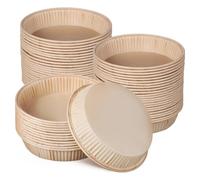 JOINPAYA 100 Moules à Tartelettes Miniatures Ronds 4 Pouces, en Papier Beige Résistant Four et Micro-ondes, Caissettes à Pâtisserie Jetables pour Cuisson Maison et Professionnelle