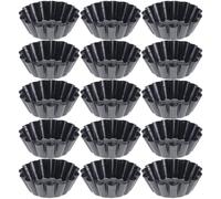 JOINPAYA 15 Pièces Moules à Tartelettes en Acier au Carbone Noir, Antiadhésifs et Faciles à Nettoyer, pour Cupcakes et Cheesecakes en Boulangerie ou Centre Commercial