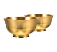 JOINPAYA 2 Pièces Bol en Laiton Doré Vintage pour Offrande D'eau et Bol de Culte Bouddhiste, Décoration Élégante pour Temple ou Maison, Style Chinois Authentique