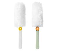 JOINPAYA 2 Pièces Plumeau Électrostatique Blanc en Fibre Non Tissée, Dépoussiéreur Rotatif sans Perte de Poils, Nettoyage des Meubles et Surfaces Délicates