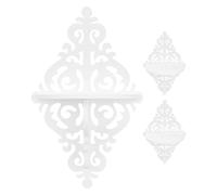 JOINPAYA 3 Pièces Étagère Murale Flottante Blanche Style Baroque 31 | Structure Ouverte à Motif Sculpté, Accents de Console Filigranés, Intégration Déco Polyvalente