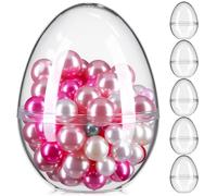 JOINPAYA 6 Pièces Lot D'œufs de Pâques en Plastique Transparent, Boîte à Bonbons Multi-usages, Forme Ronde Créative Fond Plat, pour Showers et Mariages