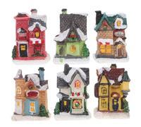 JOINPAYA 6 Pièces Petite Maison Décorative en Résine, Lumière Chaleureuse | Décoration Lumineuse Créative pour Table, Vitrine ou Comptoir, Style Classique, Couleurs Vives, Idée Présent Festive