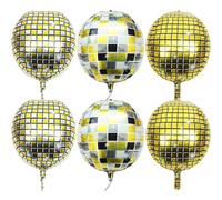 JOINPAYA 6pcs Ballons en Aluminium Forme Boule Disco Décorations pour Fête à Thème, Faciles à Suspendre et Installer, Élégants pour Décoration de Maison
