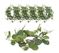 JOINPAYA 6pcs Couronnes de Bougies en Eucalyptus Artificiel Vertes Réalistes en Soie et Plastique pour Décoration Élégante de Tables à Manger Saisonnière