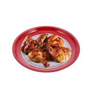 JOINPAYA Assiette Émaillée Ronde Vintage Style Rétro en Émail Rouge | Plateau Plat Décoratif, pour Thé de L’après-midi et Restaurants, Diamètre 30cm