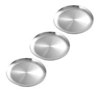 JOINPAYA Assiette Inox Ronde 3 Pcs en Acier Inoxydable Facile à Transporter Ranger pour Barbecue Maison ou Restaurant