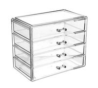 JOINPAYA Boîte à Cosmétiques en Acrylique Transparente à 4 Tiroirs, Grand Format, Étui de Rangement pour Maquillage et Bijoux, Organisateur Multifonction pour Bureau et Maison, Coffret