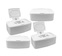 JOINPAYA Boîte à Lingettes en Plastique Blanche, Lot de 4, Distributeur de Mouchoirs Humides et Secs, Grosse Capacité, pour Rangement Bureau, Salon, Chambre et Salle de Bain