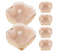 JOINPAYA Boîte Bois 6 Pièces avec Moules à Pâtisserie Papier Blanc et Supports en Bois, Compatibles Four, pour Cuisson Toasts, Gâteaux et Emballage Pâtisserie