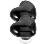 JOINPAYA Boutons de Toilette de Cœur 2 Pcs, Accessoires Universels en Céramique Noire, Design Créatif et Pratique pour Chasse D'eau, pour Salle de Bain à Domicile