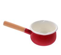 JOINPAYA Casserole Émail Rouge Multifonction Poignée en Bois, Marmite Cuisine pour Garçon et Filles, Antidérapante et Non Poreuse, pour Chauffer le Lait