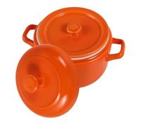 JOINPAYA Cocotte en Céramique Orange 600ml avec Couvercle et Double Poignées pour Cuisson Vapeur et Cuisson Bain-marie, pour Soupe et Œufs