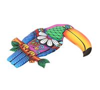 JOINPAYA Décoration Murale Toucan en Fer Forgé, Applique Murale Artistique Fleurs Peintes, Design Réaliste pour Terrasse et Intérieur