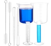 JOINPAYA Ensemble de Cylindres Gradués et Pipettes 3 Ml en Plastique Pp avec Béchers 100 Ml avec Échelle Standard et Brosse Tube pour de Laboratoire Cuisine Réutilisable