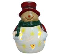 JOINPAYA Lanterne Bonhomme de Neige de Noël en Résine Douce Lumière LED, Décoration Festive Unique pour Table de Fête d'hiver et Centre de Table