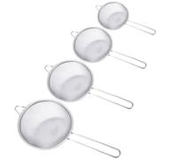 JOINPAYA Lot de 4 Passoires en Acier Inoxydable à Mailles Fines, Filtre à Thé et Huile, Tamis Pliable Facile à Nettoyer Cuisine et Cuisson, Style Grain Sergé, Tailles 14-20cm