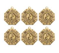 JOINPAYA Lot de 6 Porte-clés Pendentifs en Cuivre Style Rétro Charme Ba Gua, Manuel, Forte Sensation Tridimensionnelle, pour Décoration et Protection Feng Shui