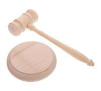 JOINPAYA Marteau de Juge en Bois Massif de Hêtre 42x90 Mm, Maillet pour Vente aux Enchères Socle en Bois Naturel, Accessoire Tribunal Professionnel pour Commissaire-priseur et Juge
