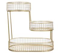 JOINPAYA Panier à Fruits Métallique à 3 Niveaux, Petit Format Léger en Métal Doré, Présentoir Multifonction Cuisine et Salon, Organisateur de Fruits et Légumes, Corbeille Filet Pratique