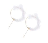 JOINPAYA Pics à Gâteaux en Fer Blanc 2pcs Style Perle Créatif pour Décoration Anniversaire et Mariage avec Guirlande Plume Élégante