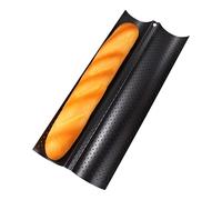 JOINPAYA Plaque à Baguettes 2 Moules, Moule Pain Français Perforé et Antiadhésif, Gouttière de Cuisson Vague pour Mini Baguette Maison, Accessoire de Boulangerie Noir Tôle Acier