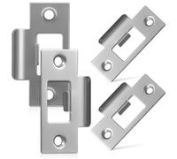 JOINPAYA Plaque de Gâche en Acier Inoxydable Argenté 4 Pièces pour Porte Intérieure, Guide de Verrouillage Robuste pour Sécurité et Confidentialité