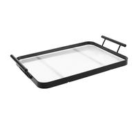 JOINPAYA Plateau de Service Rectangulaire avec Motif Rayures Horizontales en Acrylique Structure Stable et Poignées, pour Table Basse et Salon
