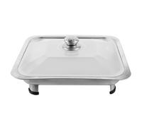 JOINPAYA Plateau Inox Rectangulaire Buffet avec Couvercle Transparent Support Stable Antidérapant Plateau Alimentaire Sécurisé pour Fruits Snacks et Desserts pour Service et Présentation