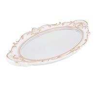 JOINPAYA Plateau Ovale Vintage Style Français en Plastique Blanc Miroir, Poignées Confortables, Décor Élégant pour Salle de Bain ou Fête de Mariage