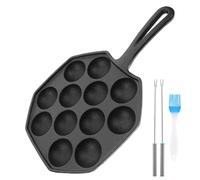 JOINPAYA Poêle en Fer à 12 Trous Antiadhésive pour Takoyaki et Escargots, Ustensile Cuisine Polyvalent et Gain de Place pour Petites Cuisines et Voyages