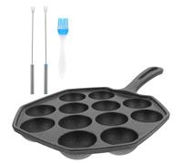 JOINPAYA Poêle en Fonte Noire Répartition Uniforme Chaleur et Entretien Facile 12 Trous pour Takoyaki Cuisine en Plein Air et Réunions Conviviales