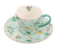 JOINPAYA Service à Thé en Céramique Vintage avec Tasse à Café et Soucoupe, Bord Lisse et Poignée Pratique pour Usage Quotidien, Couleur Vert Clair