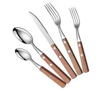 JOINPAYA Set Couverts Inox Manche Bois 1 Set pour Outdoor Use Restaurant Picnic, Facile à Nettoyer, Safe to Touch
