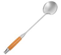 JOINPAYA Spatule Wok en Acier Inoxydable avec Manche Bois, Ustensile la Cuisine Polyvalent Cuisine Professionnelle, Cuillère à Frire Anti-brûlure, Design Monobloc et Facile à Nettoyer