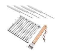 JOINPAYA Support de Rouleau pour Barbecue, Grille à Hot-Dogs en Acier Inoxydable Poignée en Bois, Design Détachable et 1 Set pour Extérieur
