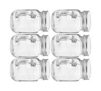 JOINPAYA Verre Bocal Mason avec Poignée et Couvercle Mini 6 Pièces | Design Simple et Chic, Fermeture Hermétique, Usage Extérieur, pour Boissons, Desserts et Confiture