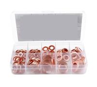Joint Cuivre Joint de rondelle 200 pièces | Kit d'assortiment de joints à bague plate avec boîte for bouchons de puisard