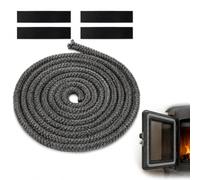 Joint Insert Cheminée Fibre de Verre 8 mm x 3 m Noir | Avec 4 Bandes Adhésives 25 × 100 mm, Corde Haute Température pour Poêle à Bois, Porte de Four et Cheminée