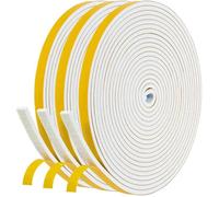 Joint Isolation pour Fenêtre Porte, Joint en bande Adhésif Phonique, 6mm x 3mm x 15M total, Joint Calfeutrage en Mousse Caoutchouc