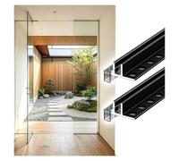 joint porte douche Profilé de finition pour bordure de verre de séparation de balcon, Panneaux de douche étanches à profil fixe pour épaisseur 12mm(Black,200cm/6.6ft)