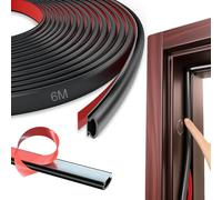 Joint Porte Fenêtre Isolant Froid et Phonique, 6M, Noir | Caoutchouc Autocollant, D-Profil, Résistant Aux Intempéries, Poussière, Convient aux Portes et Fenêtres d'Entrée