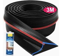 Joint Porte Garage (1.6 cm - Standard, 3 Mètres + 1 Colle Pro) - Seuil Basculante, Sectionnelle, Battante ou Bas en Caoutchouc - Isolant & Isolation Porte de Garage