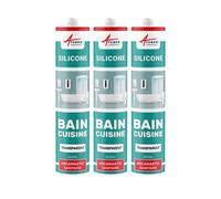 Joint silicone, douche, baignoire, sanitaire, sdb Transparent 300 ml x 3 - ARCANE INDUSTRIES